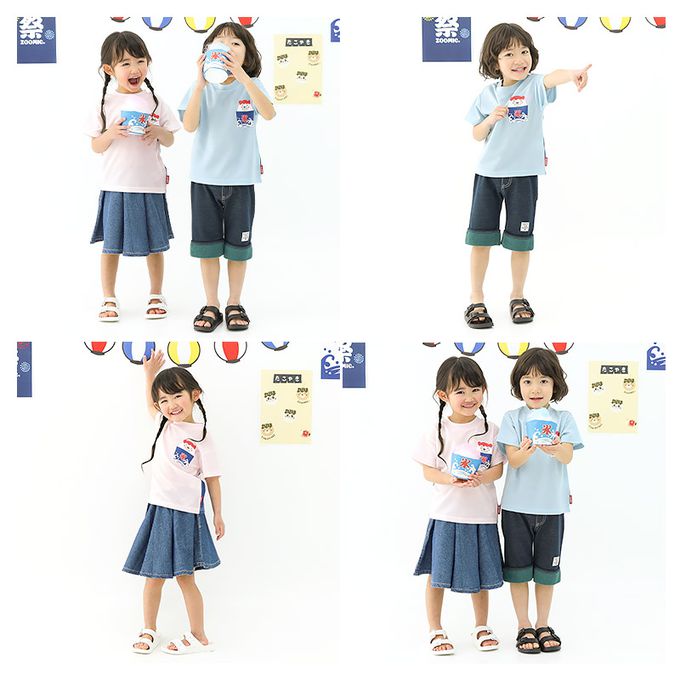 日本 ZOOLAND - 接觸涼感 夏日祭典網眼短袖上衣-刨冰-淺藍