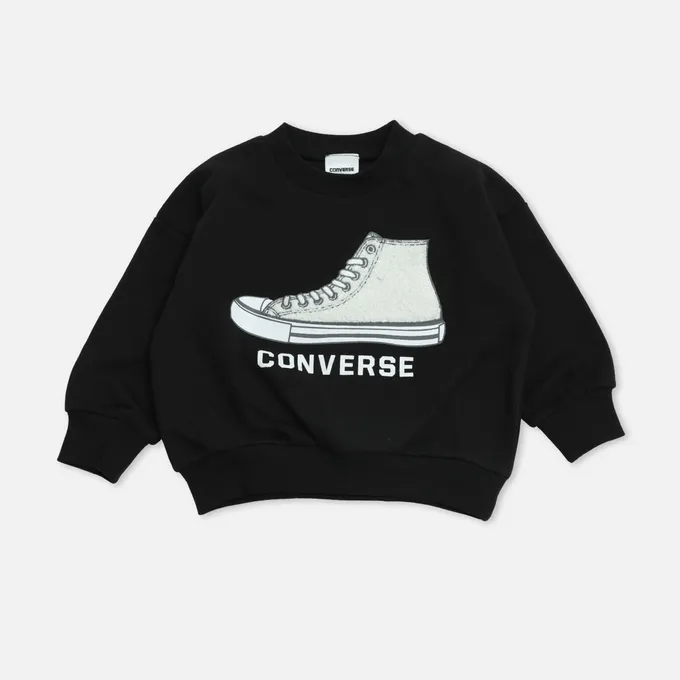 日本 Chil2 - CONVERSE聯名 縮口印花長袖上衣-鞋子-酒紅