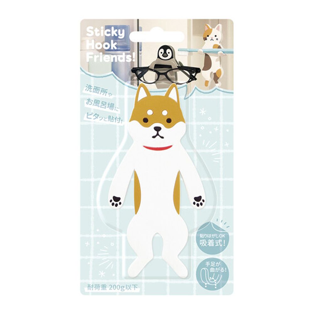 日本 TOYO CASE - 可彎折黏貼式置物掛鉤-柴犬