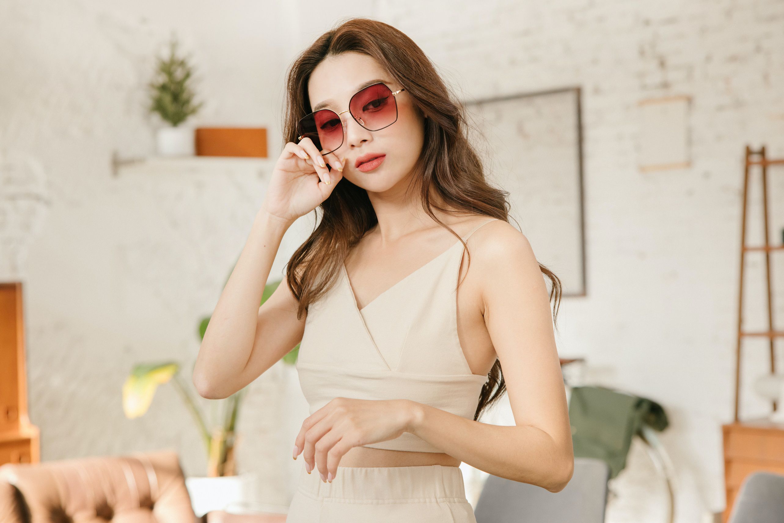 ALEGANT - 韓潮街拍時尚太妃糖色幾何造型墨鏡│UV400太陽眼鏡