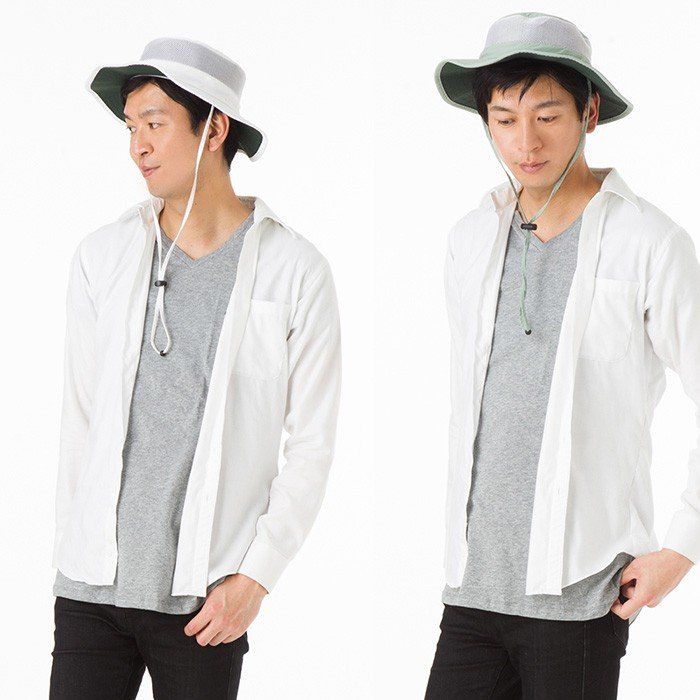 日本服飾代購 - (爸爸)UPF50+ 透氣涼感遮陽帽-附帽帶-純白 (58-59cm)