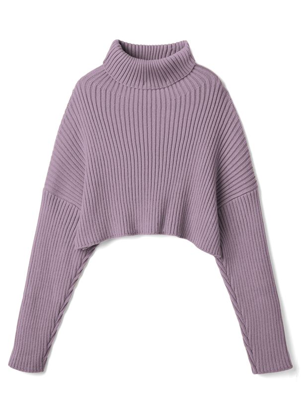 日本 GRL - 落肩高領羅紋針織上衣-暖陽橘 (F)