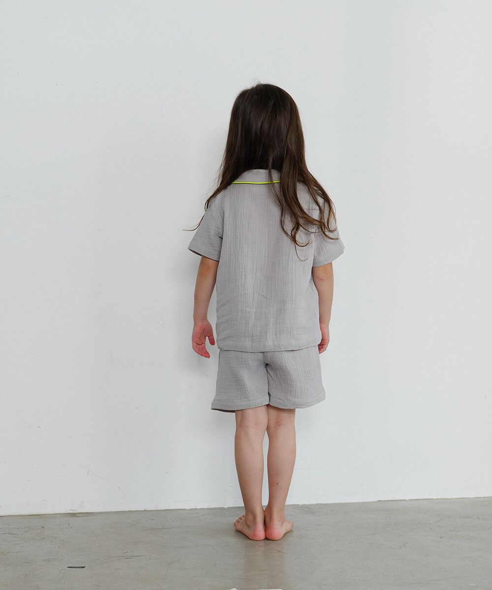 日本 riziere - 二重紗繽紛撞色滾邊家居服/睡衣-粉x藍