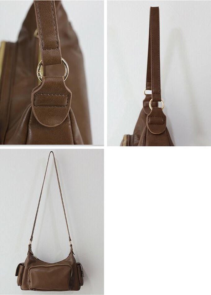 日本 BLUE EAST - 復古時尚多口袋迷你肩背包-黑