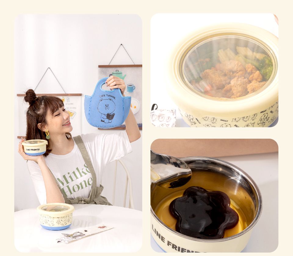 Hiromimi - LINE FRIENDS 304不鏽鋼保鮮碗6件組-讀書款-1001-1200ml