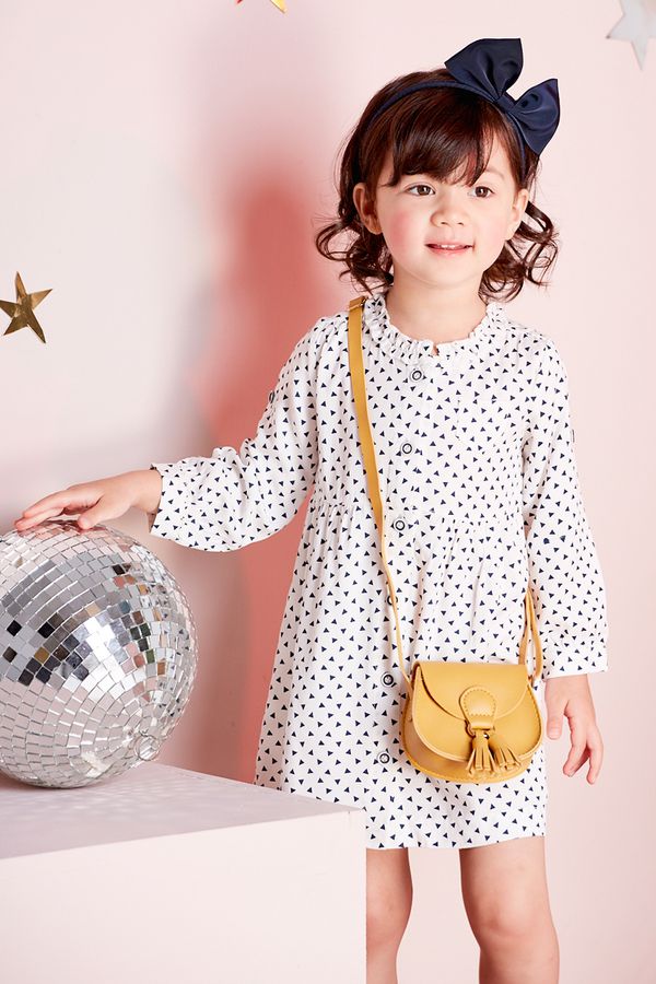 麗嬰房 Little moni - 甜美女孩襯衫洋裝-白色