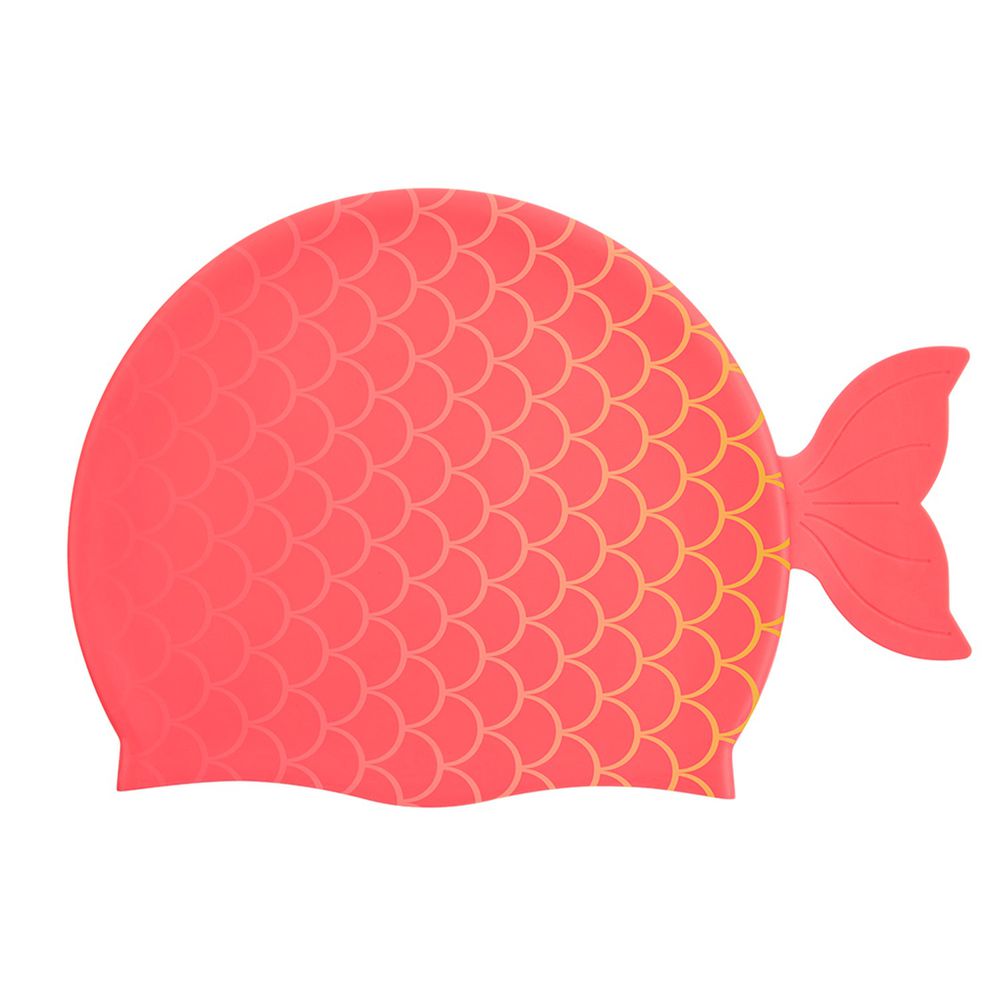 澳洲 Sunnylife - 兒童矽膠泳帽-珊瑚紅美人魚 (3-9歲)-22 x 0.5 x 18 公分