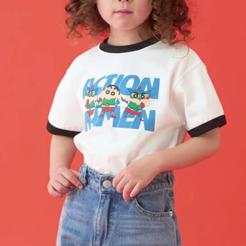 聯名限定 短袖上衣-超人小新-黑