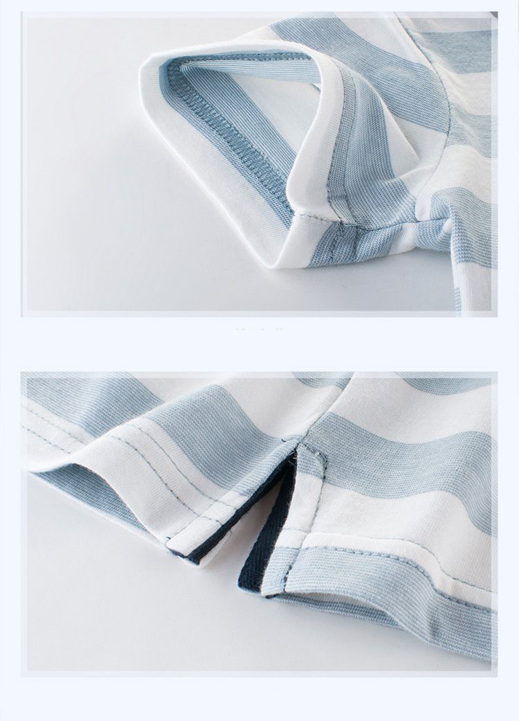 短袖棉T-條紋-紅色