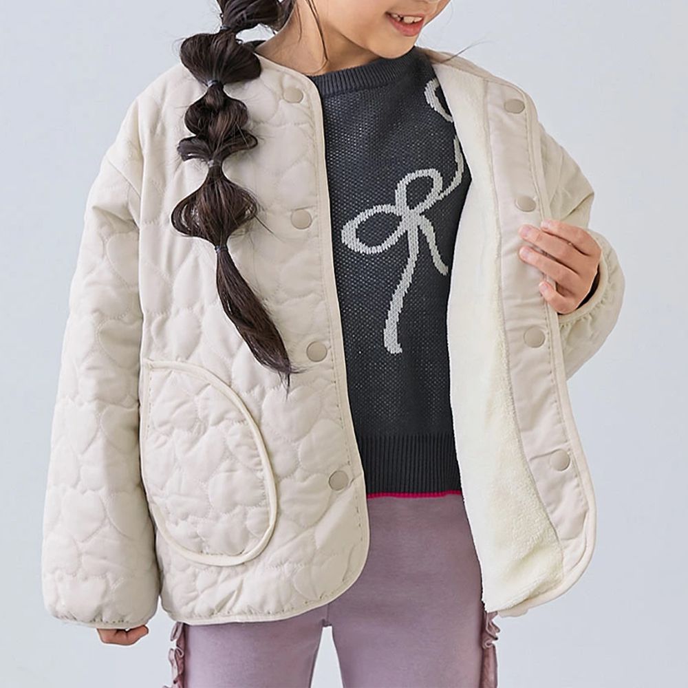 心型絎縫內刷毛科技羽絨外套(可機洗)-象牙白