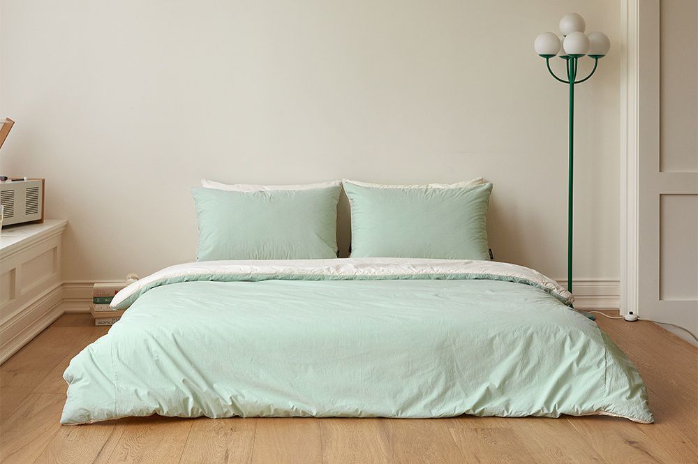 韓國 Maatila - 可水洗雙色高密度60支棉棉被(贈收納袋)-薄荷葉茶