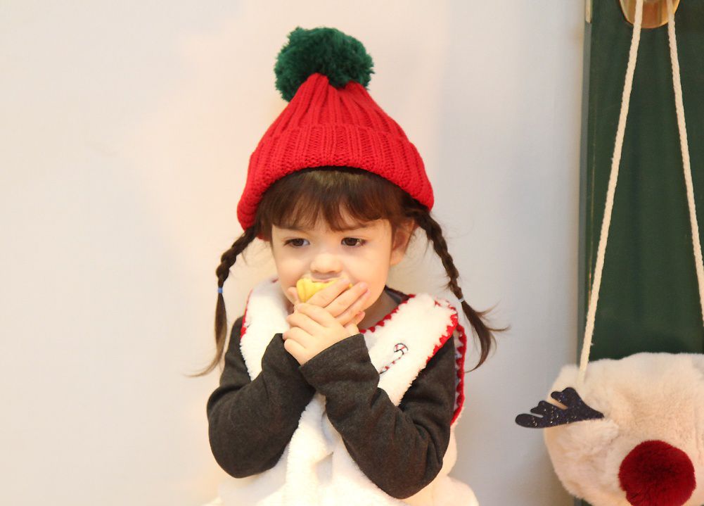 韓國 Babyblee - 大毛球針織毛線帽-藍 (FREE)