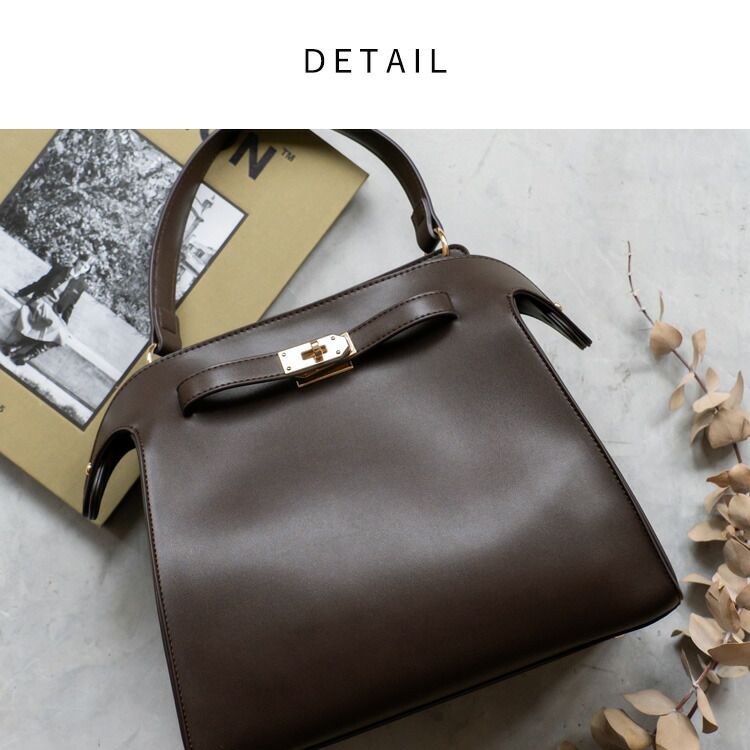 日本代購 - 時尚寬帶金釦2WAY肩背/手提包-復古藍 (M(約26x30cm))