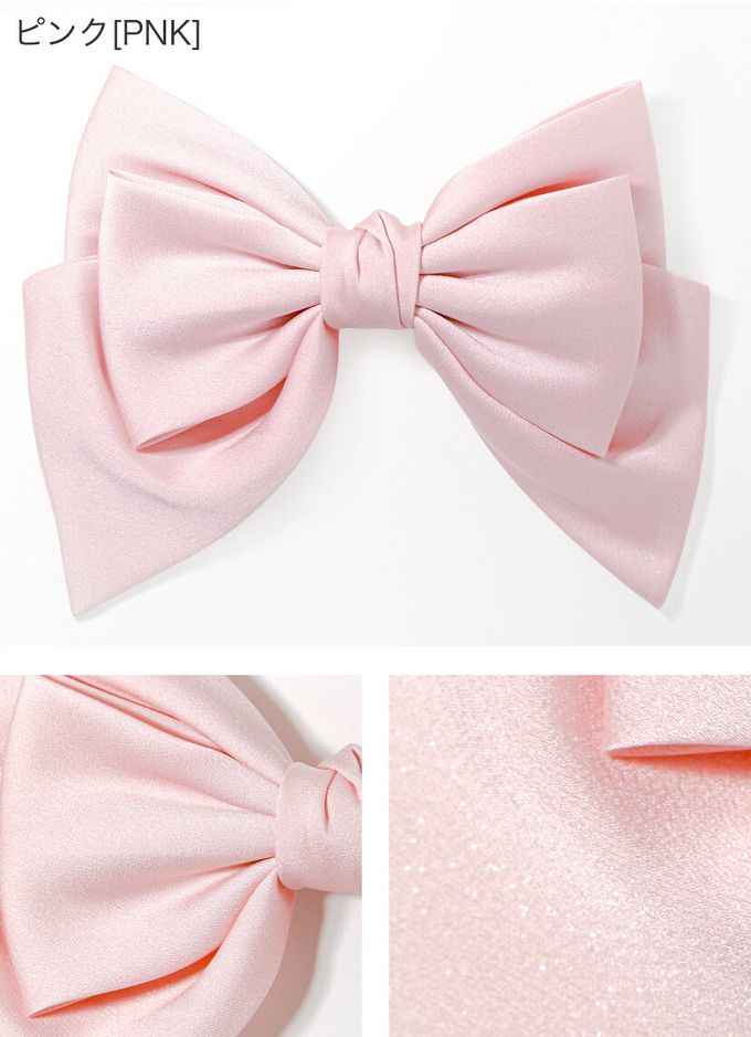 日本 Catherine Cottage - 夢幻光澤蝴蝶結緞帶髮夾-黑