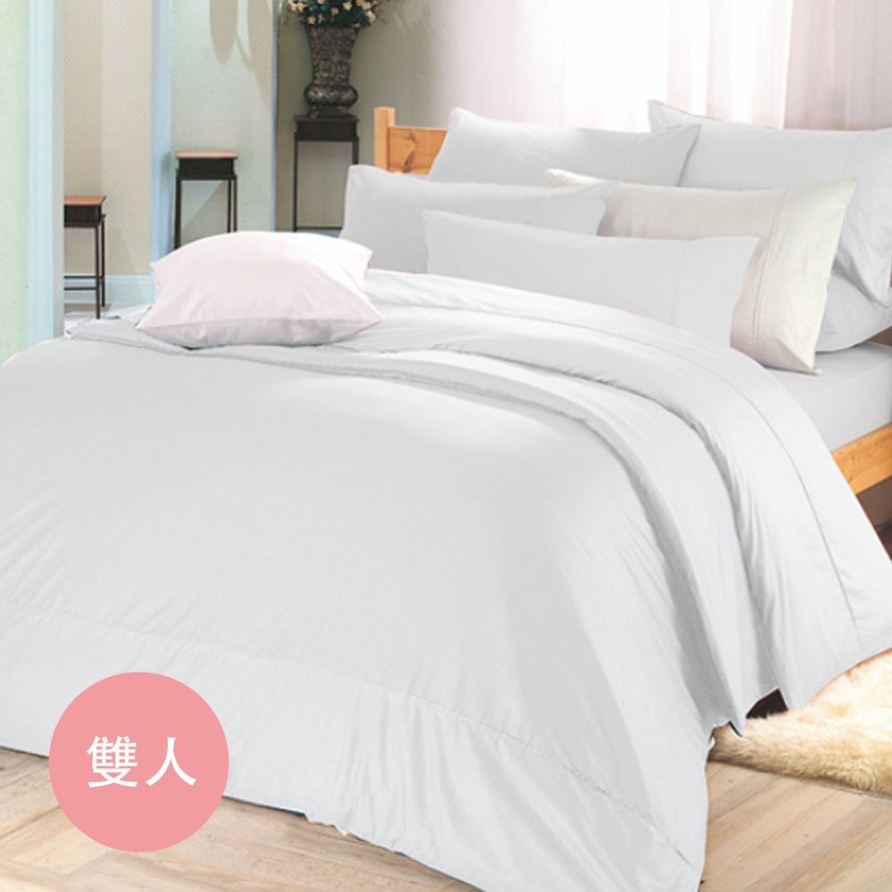 澳洲 Simple Living - 300織台灣製純棉床包枕套組-優雅白-雙人