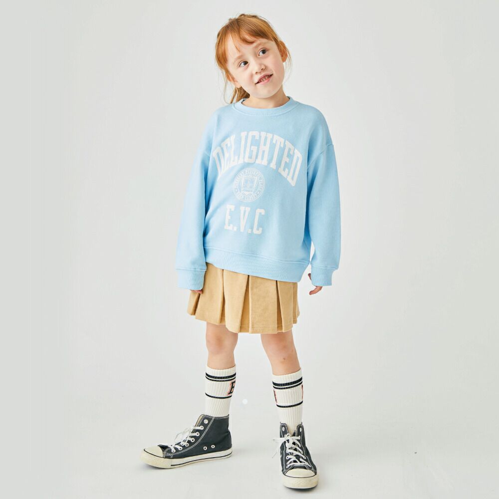 日本 evercloset - 上學安心！純棉百摺褲裙-深藍