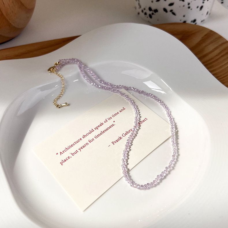 輕奢串珠水晶項鍊-藍色 (41cm)