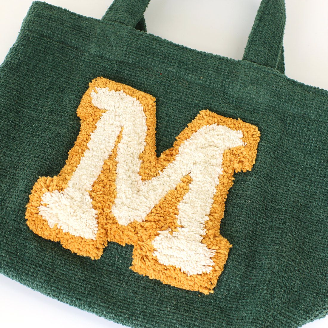 日本 TOMO - 毛茸茸英文字母刺繡帆布包-S-暖黃 (29×21×D10cm)