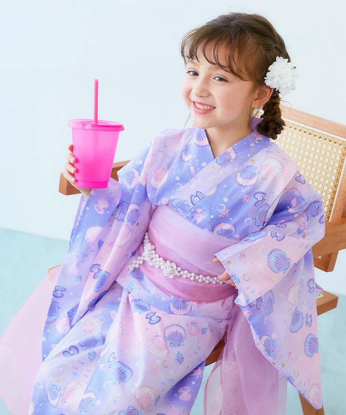 日本 devirock - 純棉 2way穿搭華麗浴衣洋裝(4件組)-向日葵-橘黃