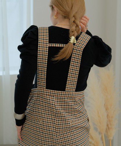 日本 Bou Jeloud - 高雅羊腿袖針織上衣-淺卡其