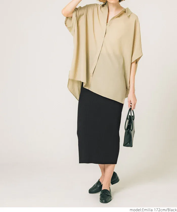 日本 COCA - 四季百搭彈性修身長裙-煙燻粉