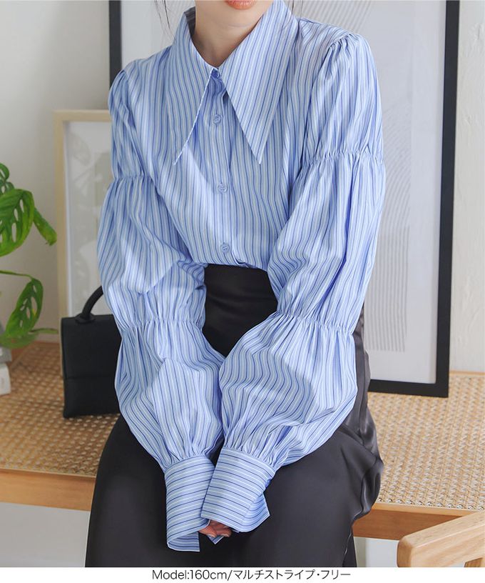 日本 Kobe Lettuce - 成熟造型領澎澎氣球袖襯衫-粉紅