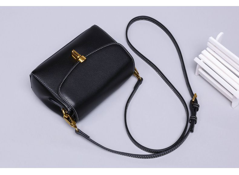 真皮時尚簡約小方包/斜背包-墨綠色 (17.5x12x7.5cm)