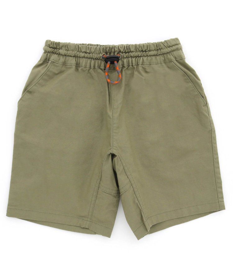 日本 BREEZE - 彩色標籤腰束口休閒短褲-軍綠