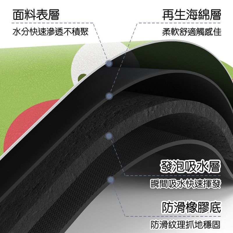 廚房/吧台吸水防滑隔熱墊-卡通花花-綠色