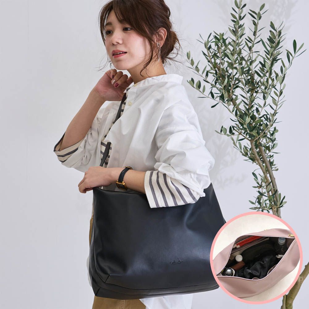 柔滑簡約百搭大容量側背包-(可裝A4)-黑 (36x30.5cm)