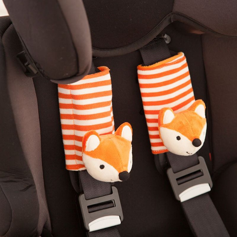 英國 JoJo Maman BeBe - 推車/安全座椅的安全帶動物造型保護套-條紋狐狸