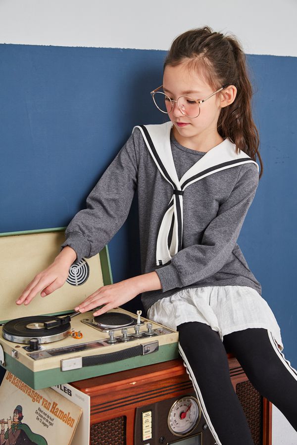 麗嬰房 Little moni - 學院風洋裝-灰色