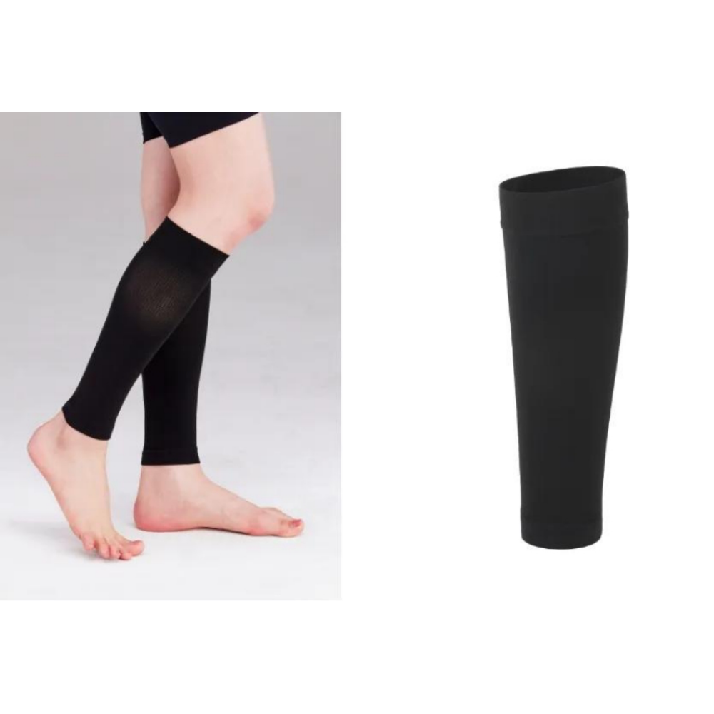 (升級版)彈力加壓瘦腿/美腿襪套-小腿-黑