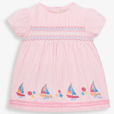 英國 JoJo Maman BeBe - 超優質嬰幼兒/兒童100% 純棉短袖上衣-粉嫩海洋