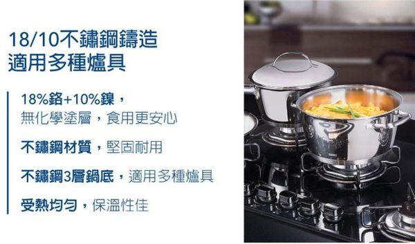 TRAMONTINA - 巴西百年品牌316不鏽鋼健康鍋具三件組 (34cm炒鍋附蓋+20cm湯鍋附蓋+不鏽鋼鍋鏟)