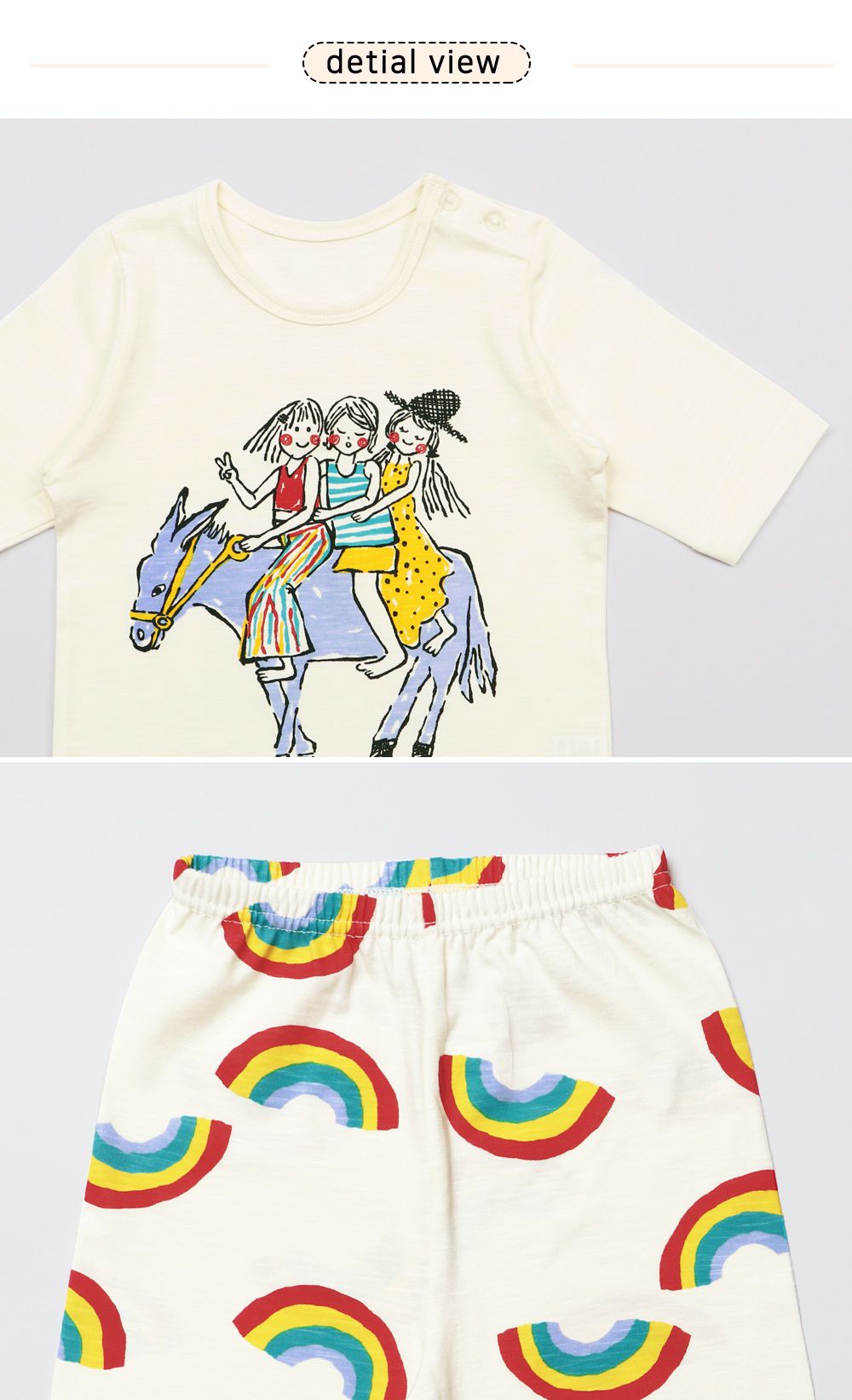 韓國 Mellisse - 韓製莫代爾涼感7分袖家居服-三人騎馬