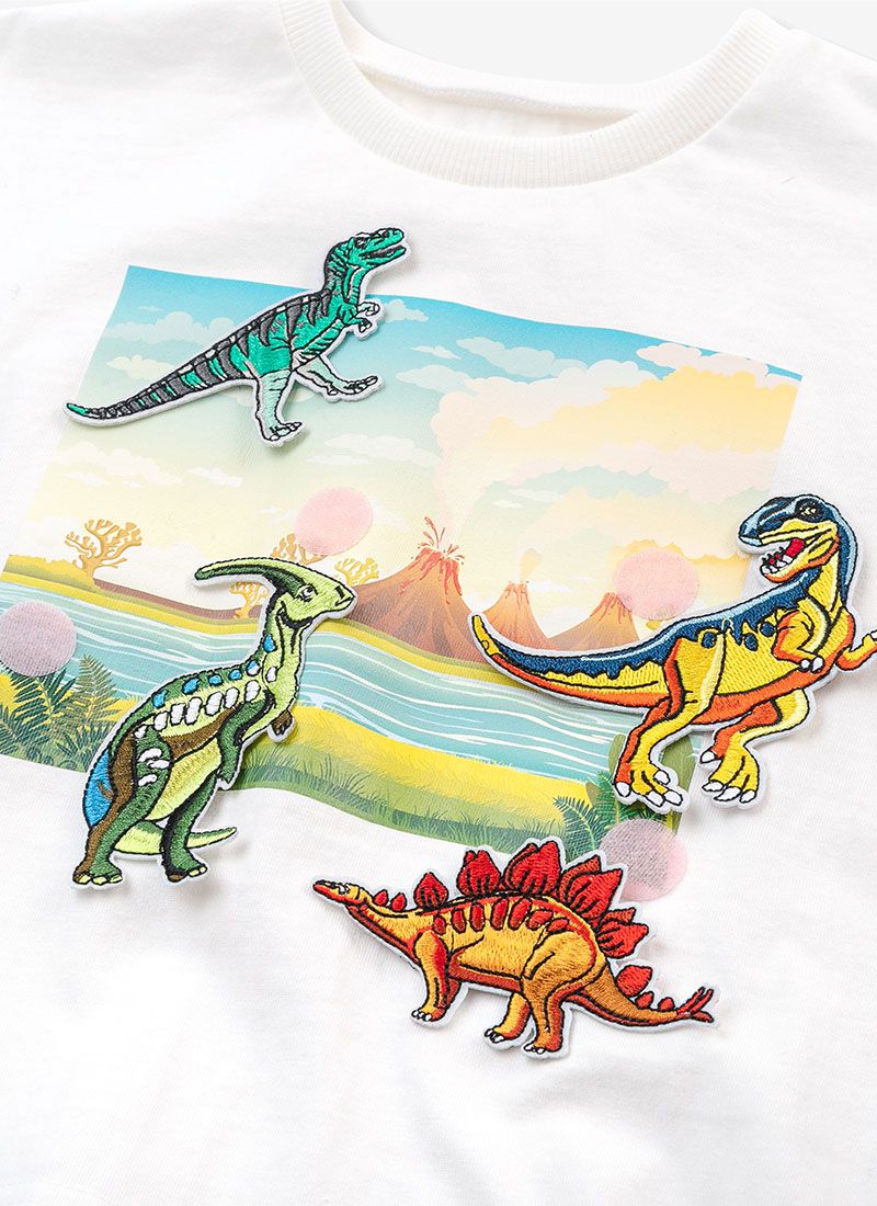 韓國 OZKIZ - 恐龍魔鬼氈探險短袖套裝