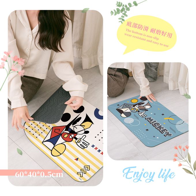 收納王妃 - 迪士尼 Disney 【藝術米奇】 珪藻土軟式吸水地墊 浴室地墊 腳踏墊 吸水墊60X40X0.5cm