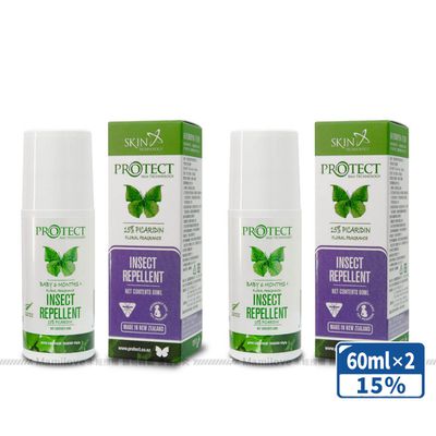 紐西蘭 Skin Technology Protect - 15%派卡瑞丁Picaridin 瑞斌6H長效防蚊滾珠瓶-花香-60ml*2