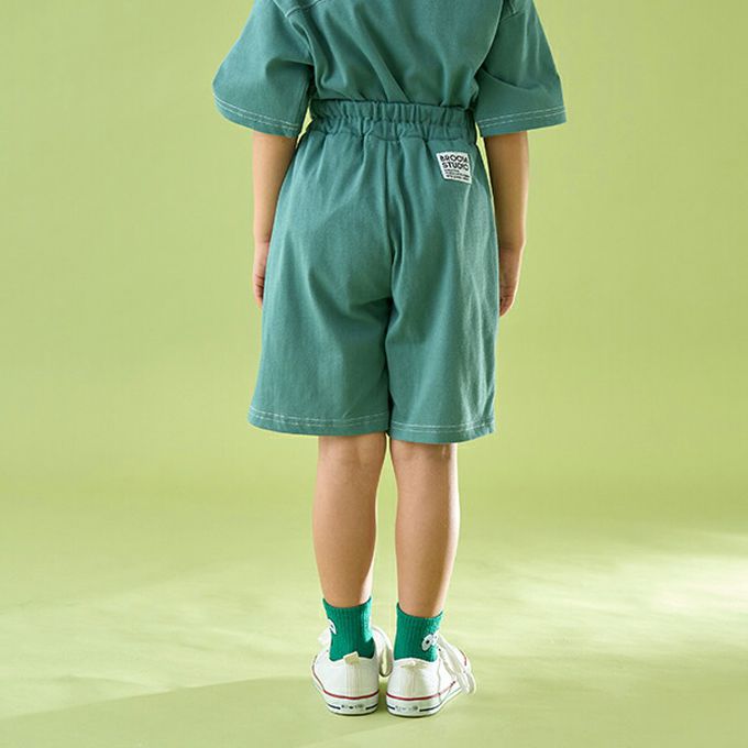 日本 b-ROOM - 柔軟舒適縫線短褲-燕麥灰