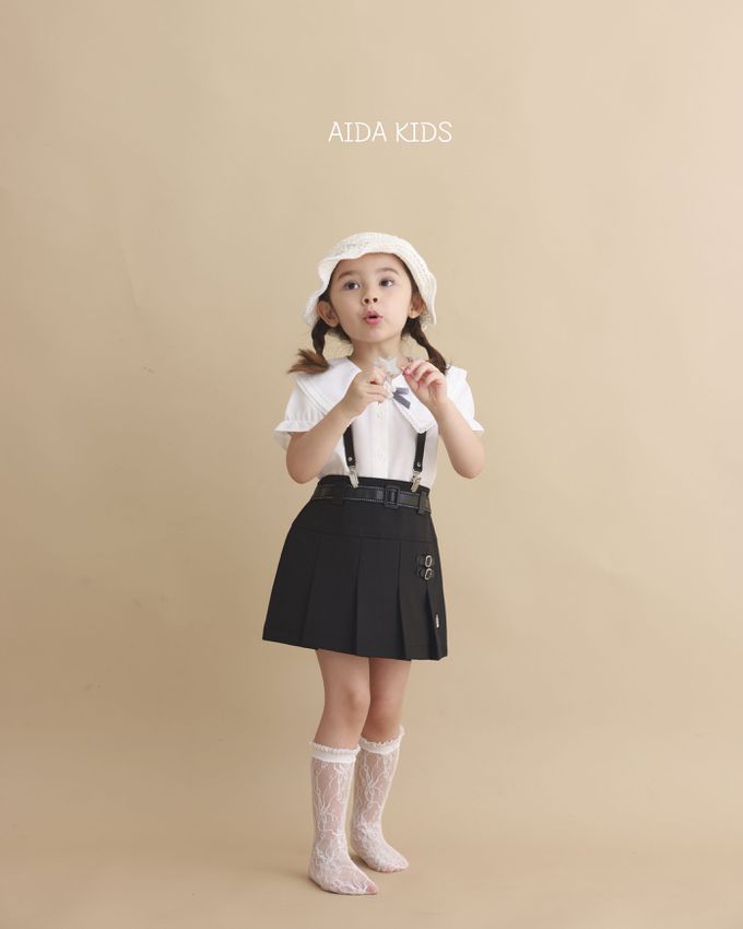 韓國 AIDA - 率性裝飾側拉鍊抓褶短裙-黑