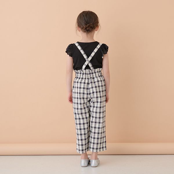 日本 Lycee mine - 羅紋俏皮蕾絲短袖上衣-黑