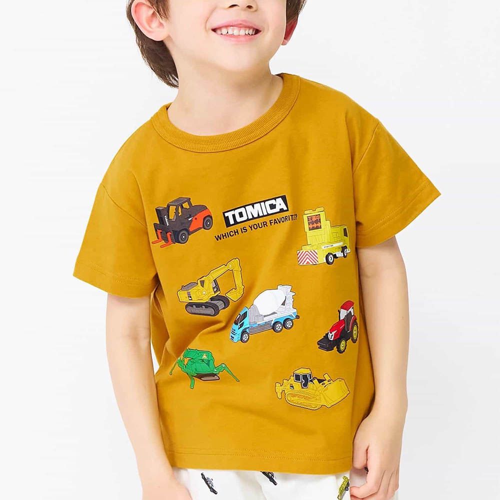 TOMICA聯名印花短袖上衣-工程車-芥末黃