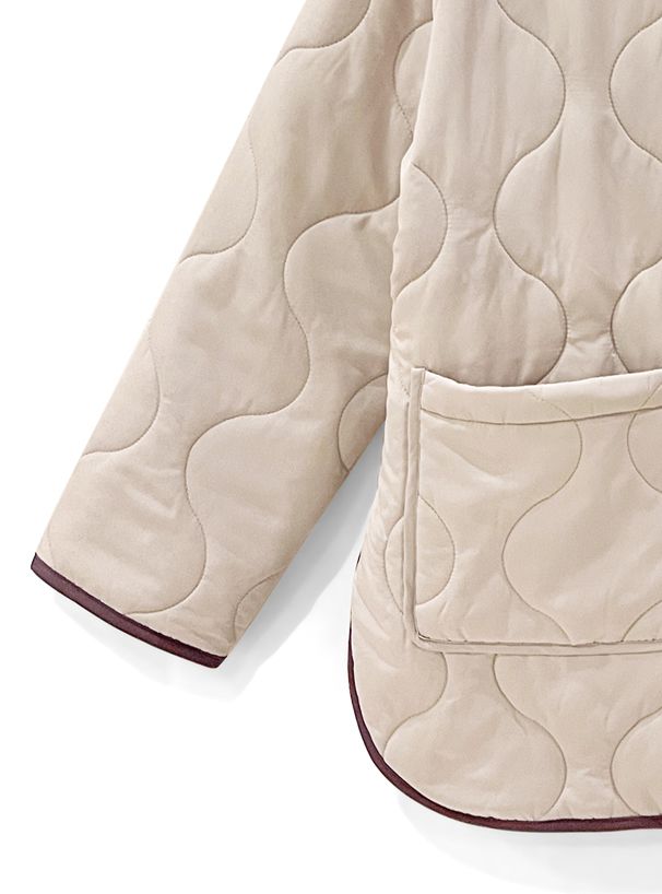 日本 GRL - 波浪衍縫鋪棉外套-米