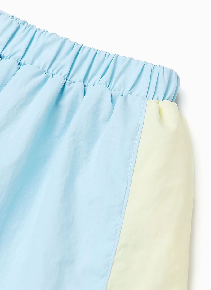 韓國 OZKIZ - 運動風網眼內襯長袖短褲套裝-黃X白X粉