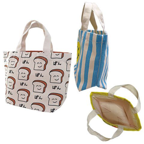 日本 OKUTANI - 童趣插畫純棉手提袋-米飯-粉紅 (29x20cm)