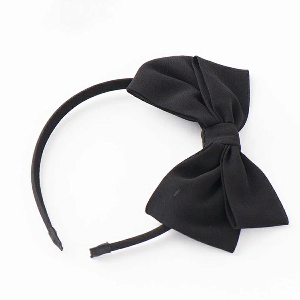 優雅蝴蝶結雪紡緞帶髮箍-黑