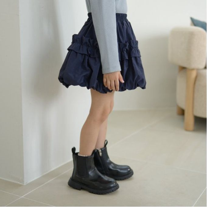 日本 Lycee mine - 澎澎皺摺造型短裙(可調腰圍)-淺杏