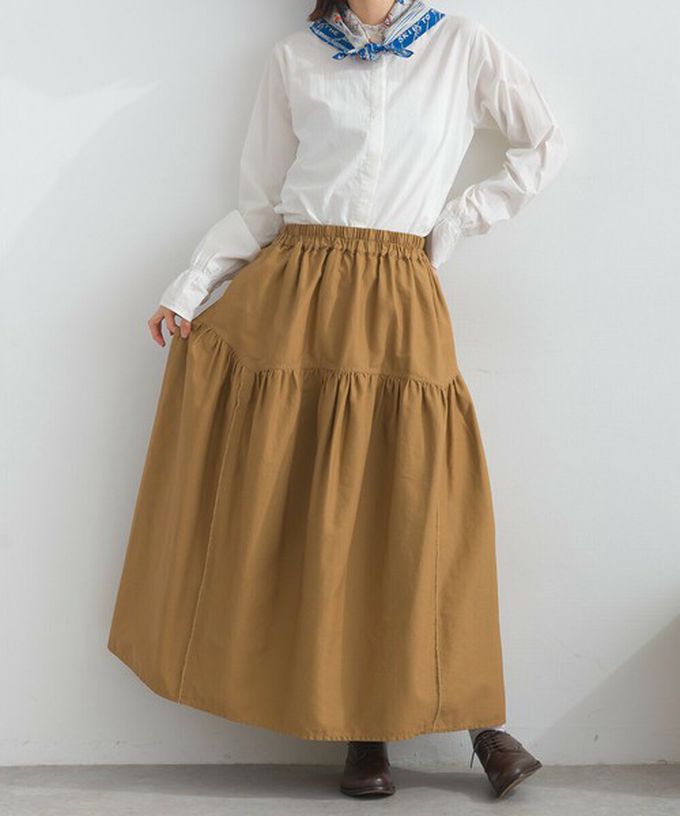 日本 Lupilien - 厚磅立體感線條澎澎長裙(附口袋)-海軍藍丹寧