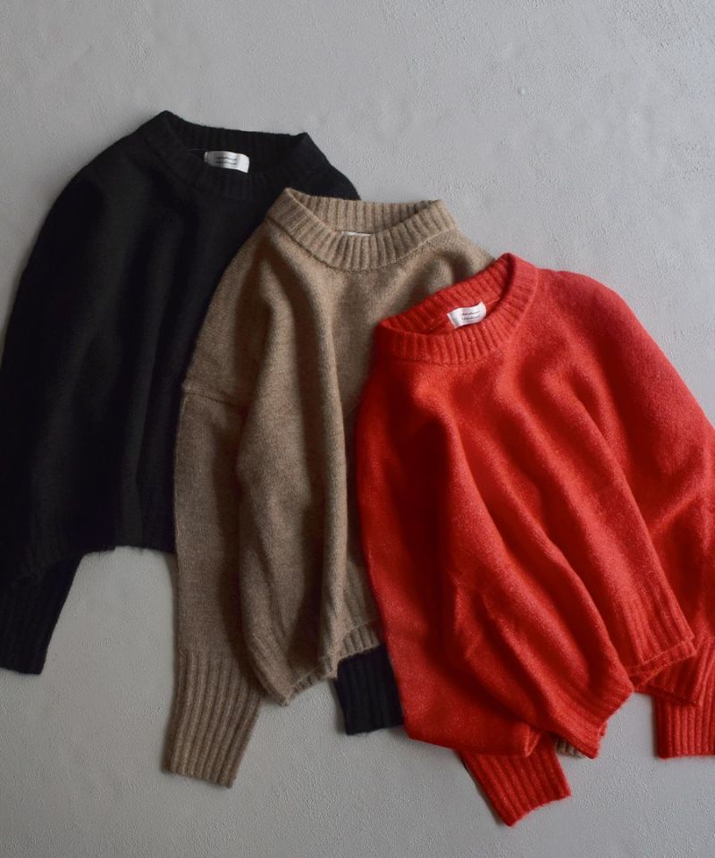 日本 zootie - 柔軟圓領短版針織毛衣-咖啡牛奶